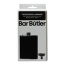BAR BUTLER HIP FLASK ST STEEL WITH BLACK LEATHERETTE COVER AND FUNNEL, 250ML