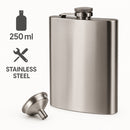 BAR BUTLER HIP FLASK WITH FUNNEL ST STEEL, 250ML