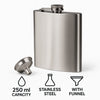 BAR BUTLER HIP FLASK WITH FUNNEL ST STEEL, 250ML