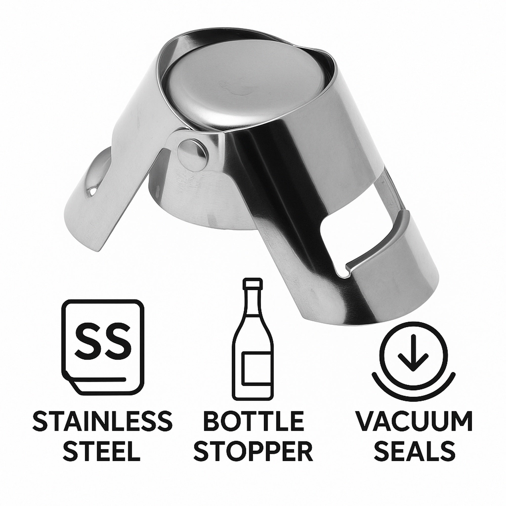 BAR BUTLER CHAMPAGNE STOPPER WITH DOUBLE CLIP ST.STEEL
