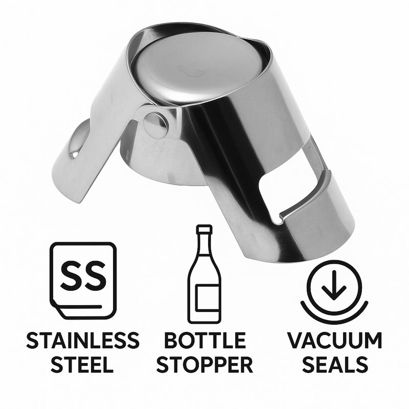 BAR BUTLER CHAMPAGNE STOPPER WITH DOUBLE CLIP ST.STEEL