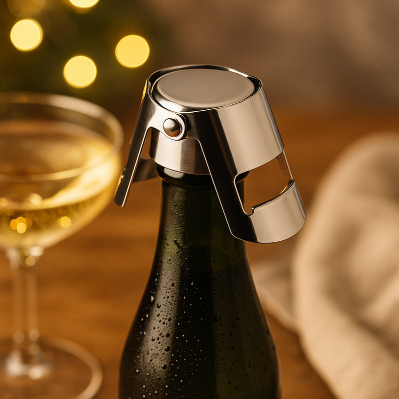 BAR BUTLER CHAMPAGNE STOPPER WITH DOUBLE CLIP ST.STEEL
