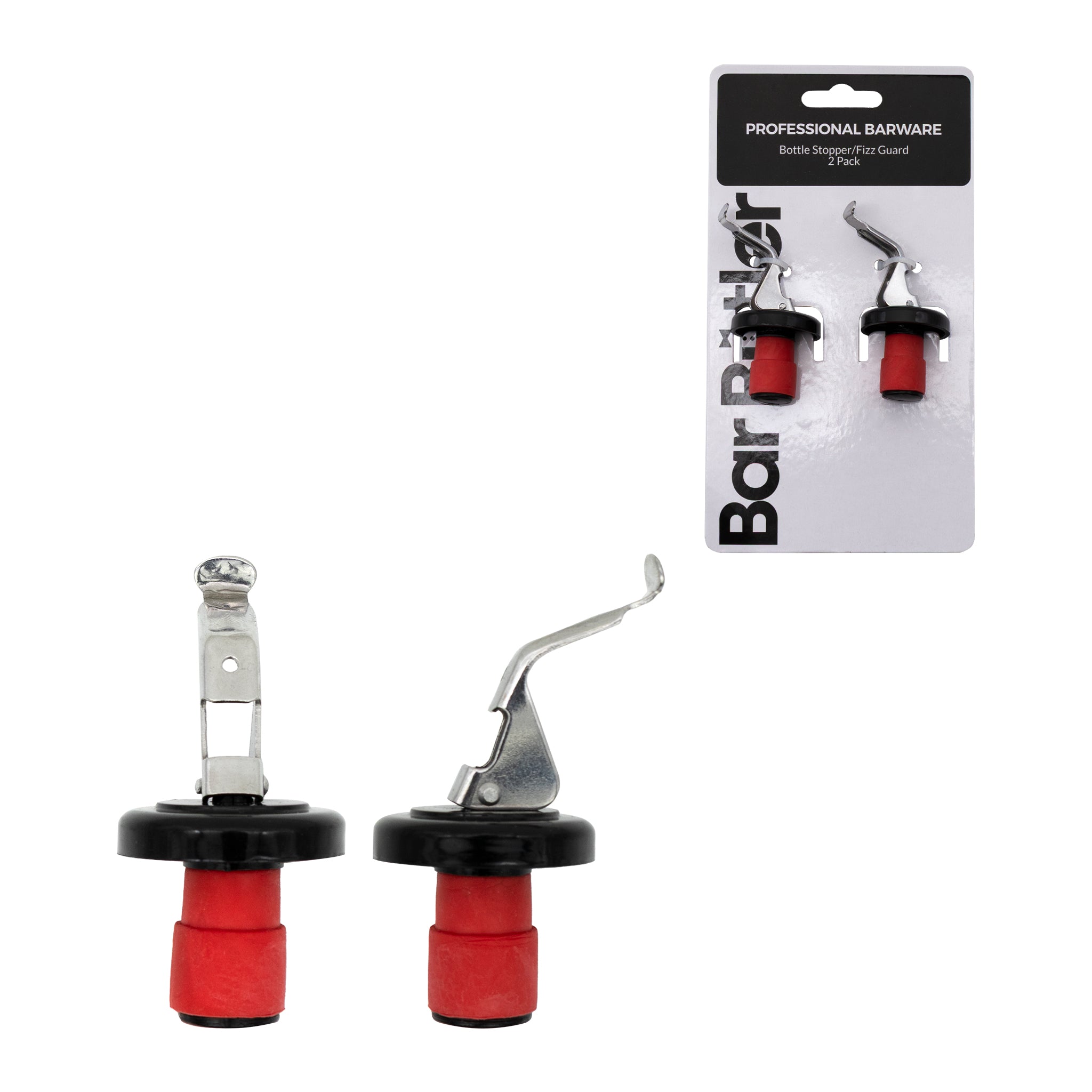 BAR BUTLER BOTTLE STOPPER/FIZZ GUARD STAINLESS STEEL 2PK