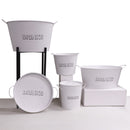 BAR BUTLER ICE BUCKET WITH HANDLES, PLASTIC LINER & LID WHITE & MOTTLED BLACK, 3LT (195MM DIAX230MM)