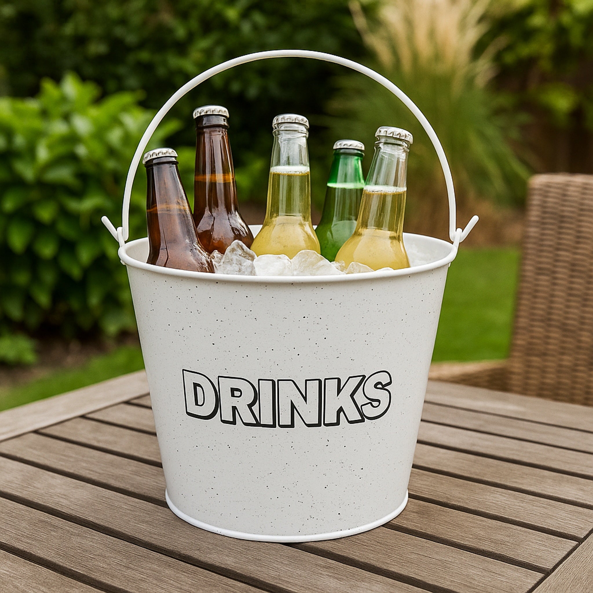 BAR BUTLER ICE BUCKET WITH HANDLE WHITE MOTTLED BLACK, 5L