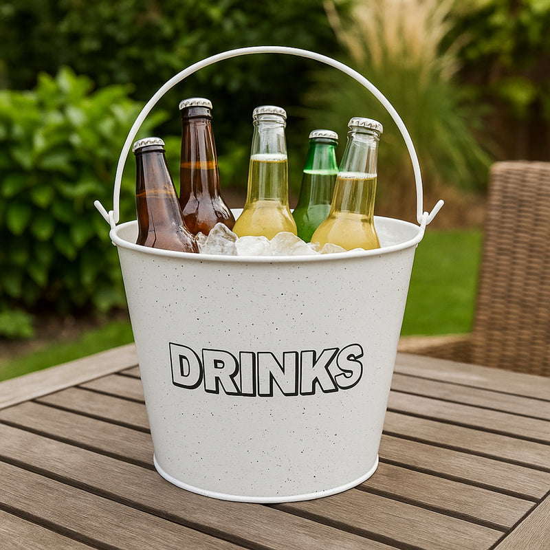 BAR BUTLER ICE BUCKET WITH HANDLE WHITE MOTTLED BLACK, 5L