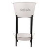 BAR BUTLER WINE BUCKET WITH HANDLES WHITE MOTTLED BLACK 18LT ON BLACK STAND, (455/390MM DIAX715MM)