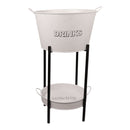 BAR BUTLER WINE BUCKET WITH HANDLES WHITE MOTTLED BLACK 18LT ON BLACK STAND, (455/390MM DIAX715MM)
