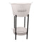 BAR BUTLER WINE BUCKET WITH HANDLES WHITE MOTTLED BLACK 18LT ON BLACK STAND, (455/390MM DIAX715MM)