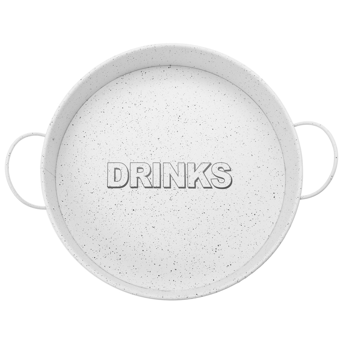 BAR BUTLER BAR TRAY WHITE MOTTLED BLACK, 310MM DIA