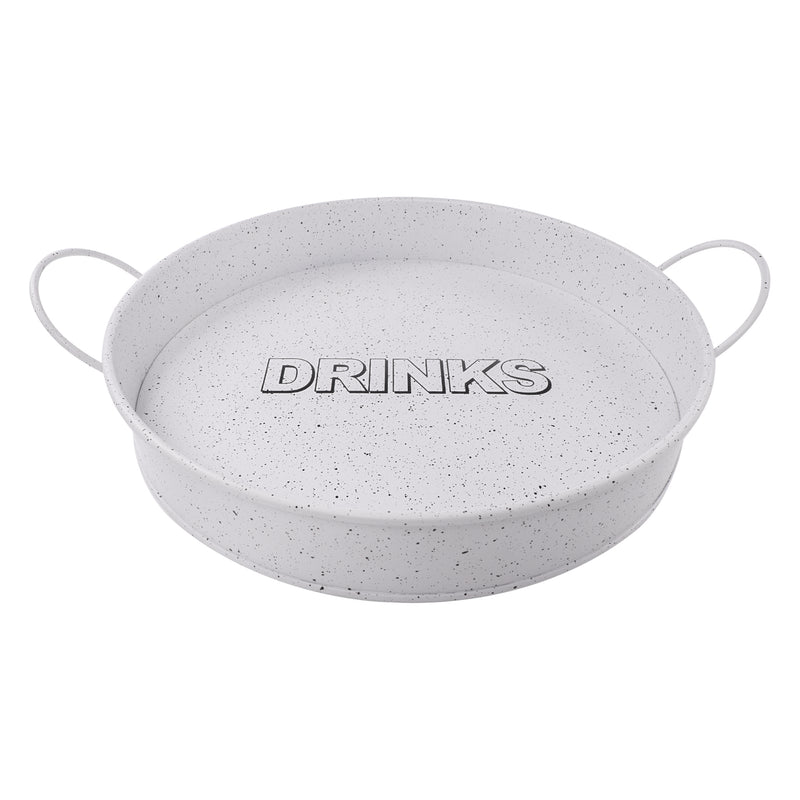 BAR BUTLER BAR TRAY WHITE AND MOTTLED BLACK, (310MM DIAX55MM)