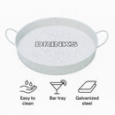 BAR BUTLER BAR TRAY WHITE MOTTLED BLACK, 370MM DIA