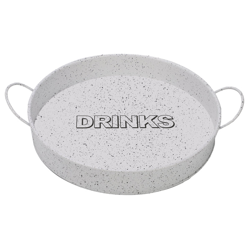 BAR BUTLER BAR TRAY WHITE AND MOTTLED BLACK, (310MM DIAX55MM)