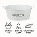 BAR BUTLER OVAL WINE TUB WITH HANDLES WHITE MOTTLED BLACK, 13L