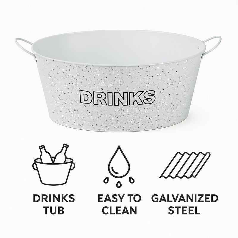 BAR BUTLER OVAL WINE TUB WITH HANDLES WHITE MOTTLED BLACK, 13L