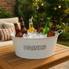BAR BUTLER OVAL WINE TUB WITH HANDLES WHITE MOTTLED BLACK, 13L