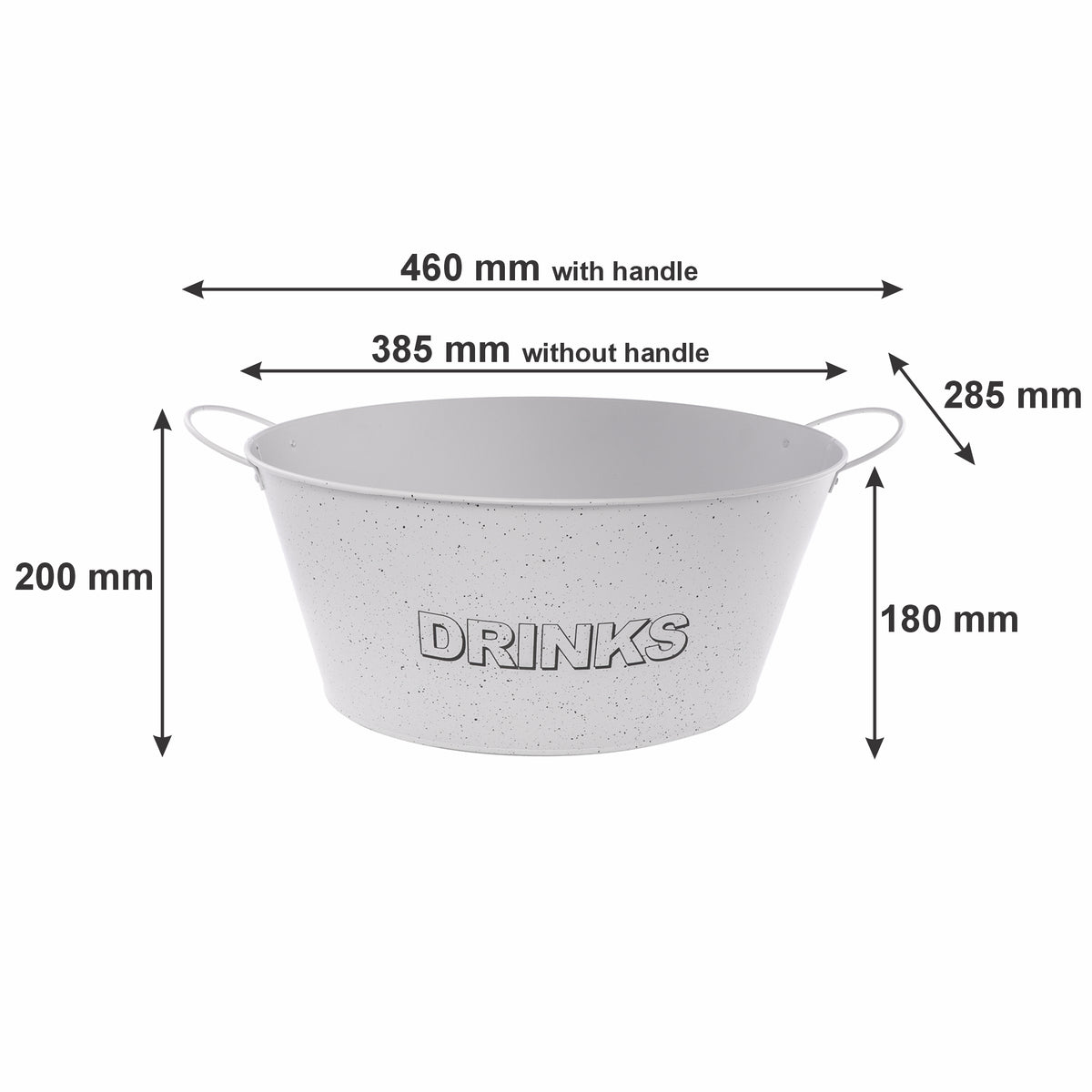 BAR BUTLER OVAL WINE TUB WITH HANDLES WHITE MOTTLED BLACK, 13L