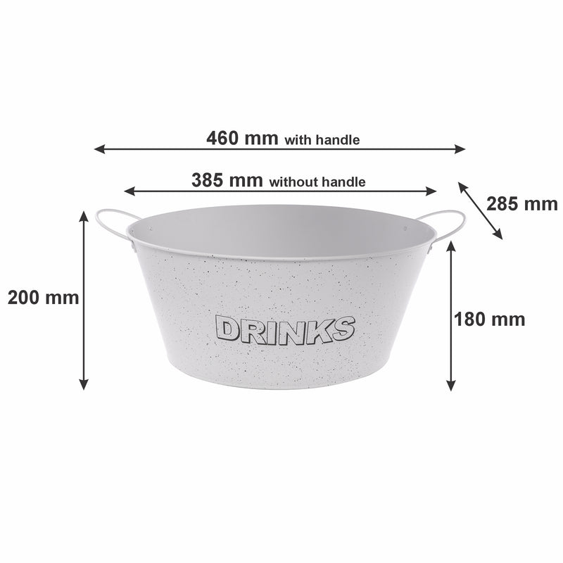 BAR BUTLER OVAL WINE TUB WITH HANDLES WHITE AND MOTTLED BLACK, 13 LT (385X285X180MM)