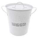 BAR BUTLER ICE BUCKET WITH HANDLES, PLASTIC LINER & LID WHITE & MOTTLED BLACK, 3LT (195MM DIAX230MM)