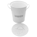 BAR BUTLER ICE BUCKET WITH HANDLES, PLASTIC LINER & LID WHITE & MOTTLED BLACK, 3LT (195MM DIAX230MM)