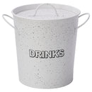 BAR BUTLER ICE BUCKET WITH HANDLES, PLASTIC LINER & LID WHITE & MOTTLED BLACK, 3LT (195MM DIAX230MM)