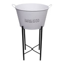 BAR BUTLER WINE BUCKET WITH HANDLES WHITE MOTTLED BLACK 18LT ON BLACK STAND, (455/390MM DIAX715MM)