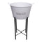 BAR BUTLER WINE BUCKET WITH HANDLES WHITE MOTTLED BLACK 18LT ON BLACK STAND, (455/390MM DIAX715MM)