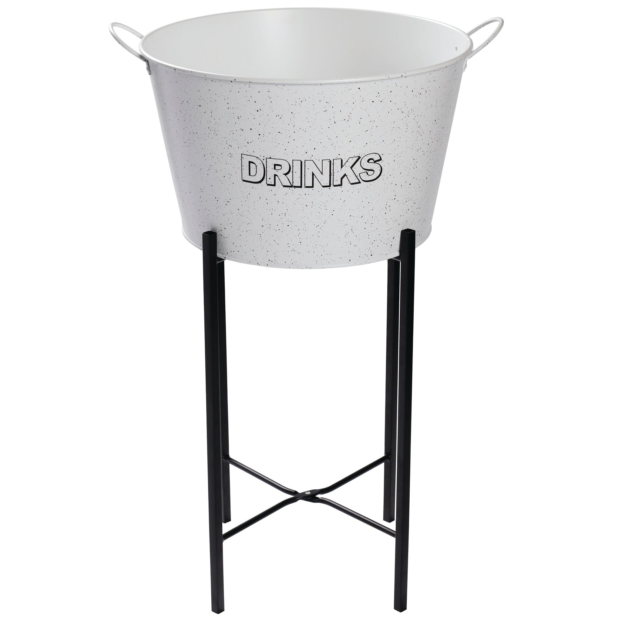 BAR BUTLER WINE BUCKET WITH HANDLES WHITE MOTTLED BLACK ON A BLACK STAND, 18L
