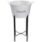 BAR BUTLER WINE BUCKET WITH HANDLES WHITE MOTTLED BLACK 18LT ON BLACK STAND, (455/390MM DIAX715MM)