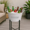 BAR BUTLER WINE BUCKET WITH HANDLES WHITE MOTTLED BLACK ON A BLACK STAND, 18L