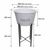 BAR BUTLER WINE BUCKET WITH HANDLES WHITE MOTTLED BLACK 18LT ON BLACK STAND, (455/390MM DIAX715MM)
