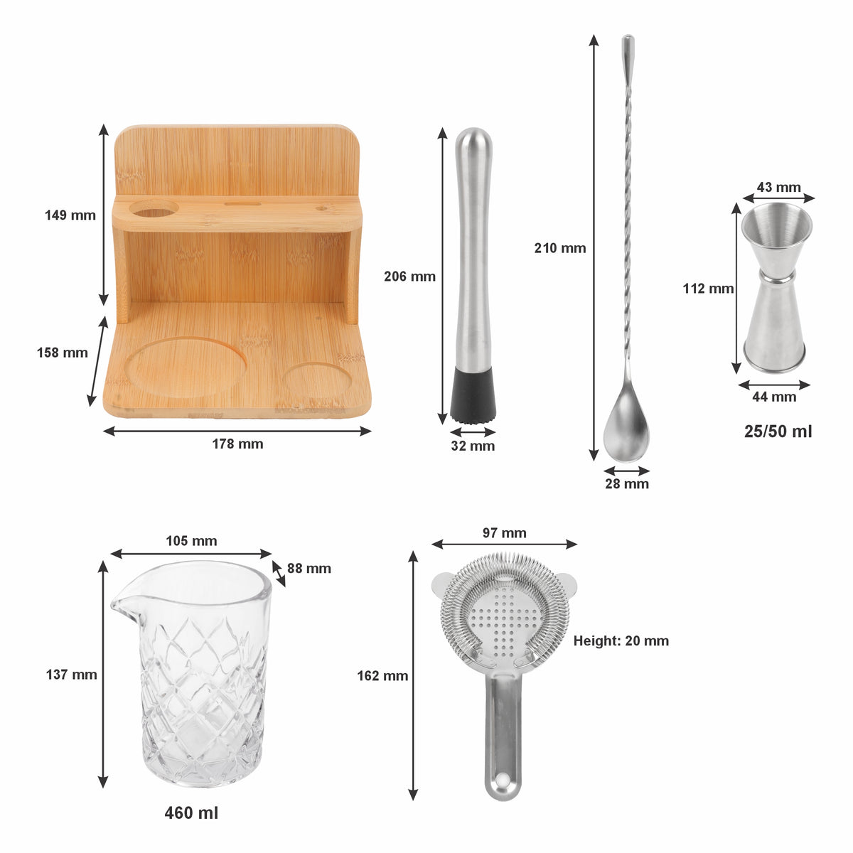 BAR BUTLER COCKTAIL MIXOLOGY 6PCS SET
