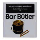 BAR BUTLER DOUBLE WALLED ICE BUCKET BLACK & GOLD WITH HANDLE, LID & TONG, 1.3L