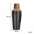 BAR BUTLER COCKTAIL SHAKER MATTE BLACK & ROSE GOLD 4PCS BAR SET, 700ML