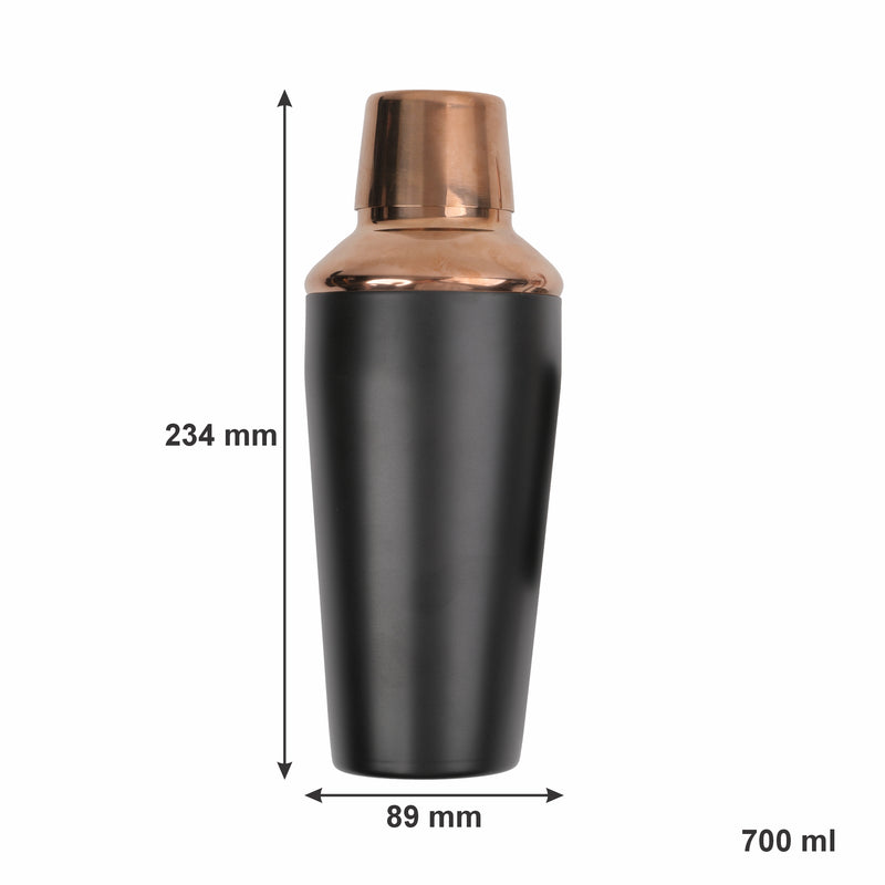 BAR BUTLER COCKTAIL SHAKER MATTE BLACK & ROSE GOLD 4PCS BAR SET, 700ML