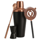 BAR BUTLER COCKTAIL SHAKER MATTE BLACK & ROSE GOLD 4PK BAR SET, 700ML