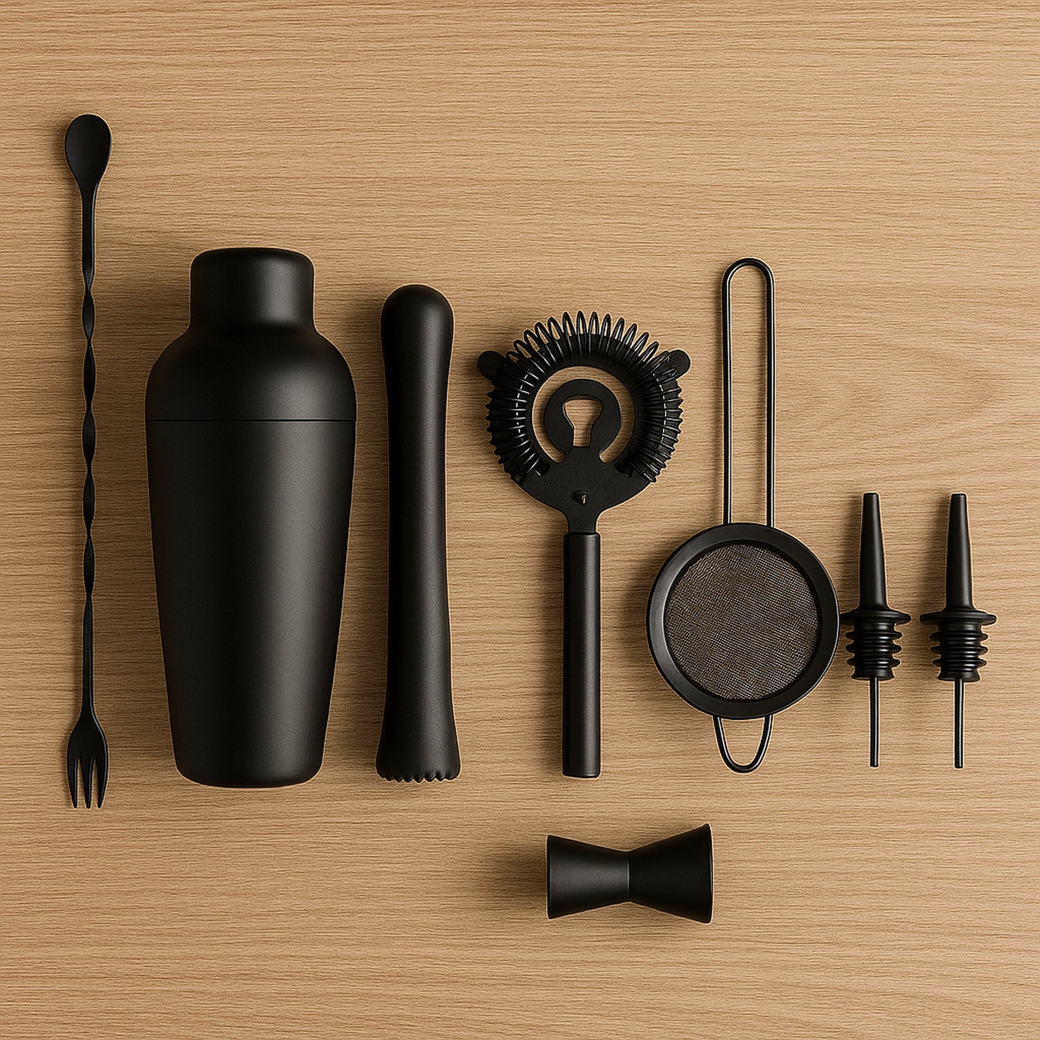 BAR BUTLER COCKTAIL BAR SHAKER ST STEEL MATTE BLACK 8PCS SET