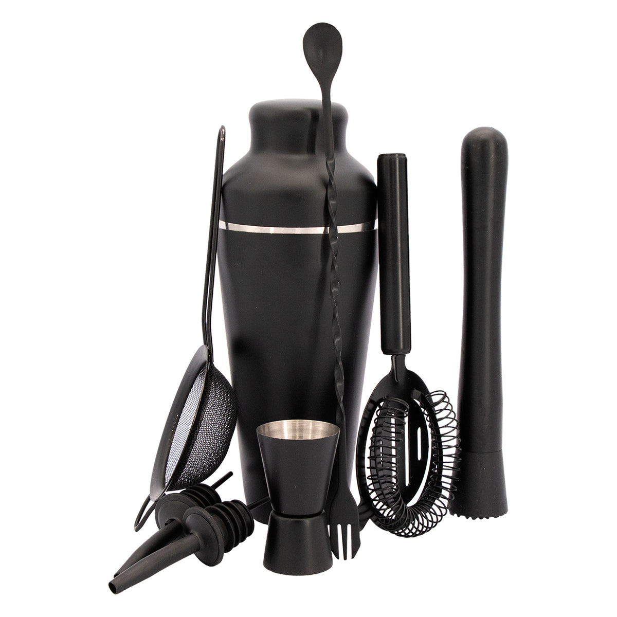 BAR BUTLER COCKTAIL BAR SHAKER ST STEEL MATTE BLACK 8PCS SET
