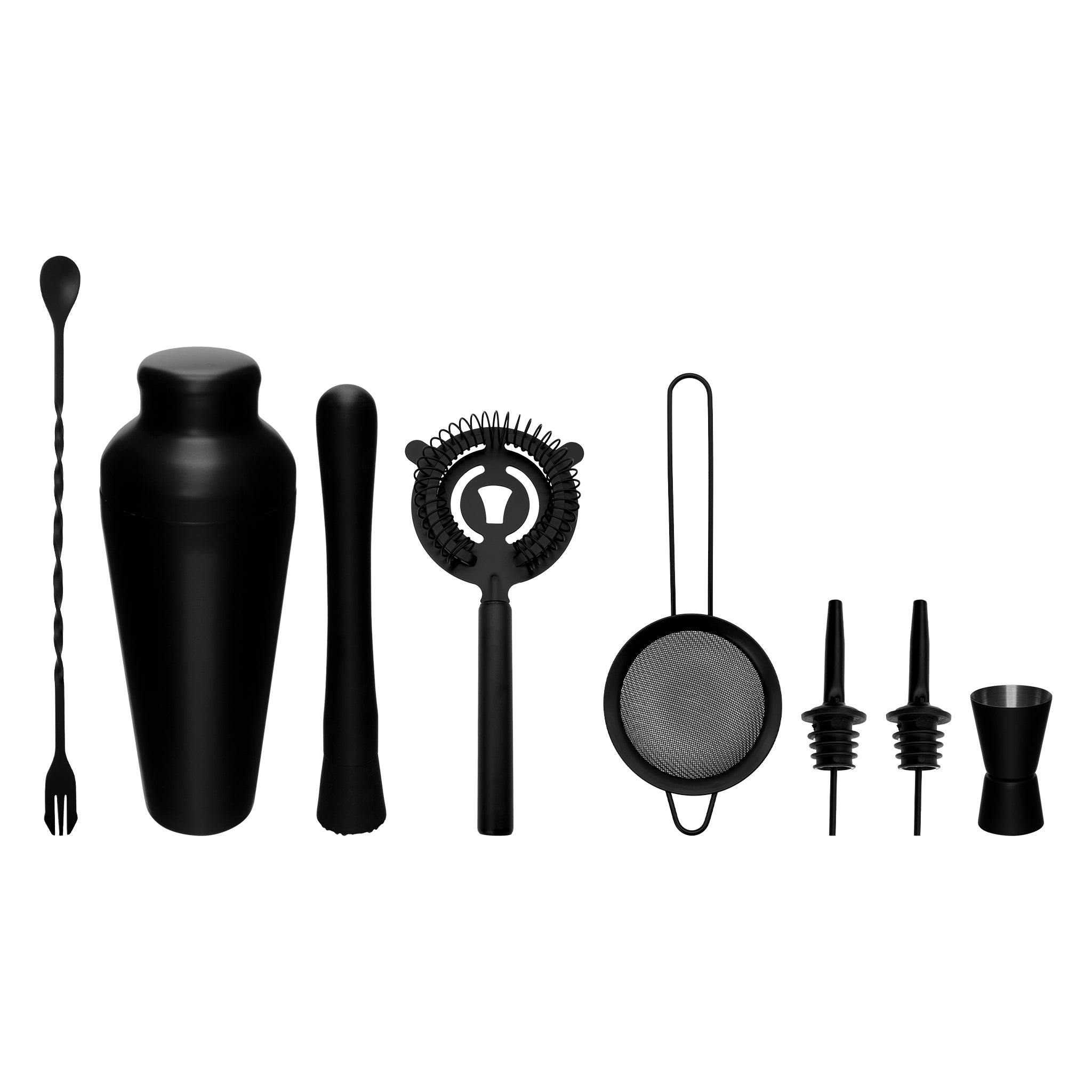 BAR BUTLER COCKTAIL BAR SHAKER ST STEEL MATTE BLACK 8PCS SET