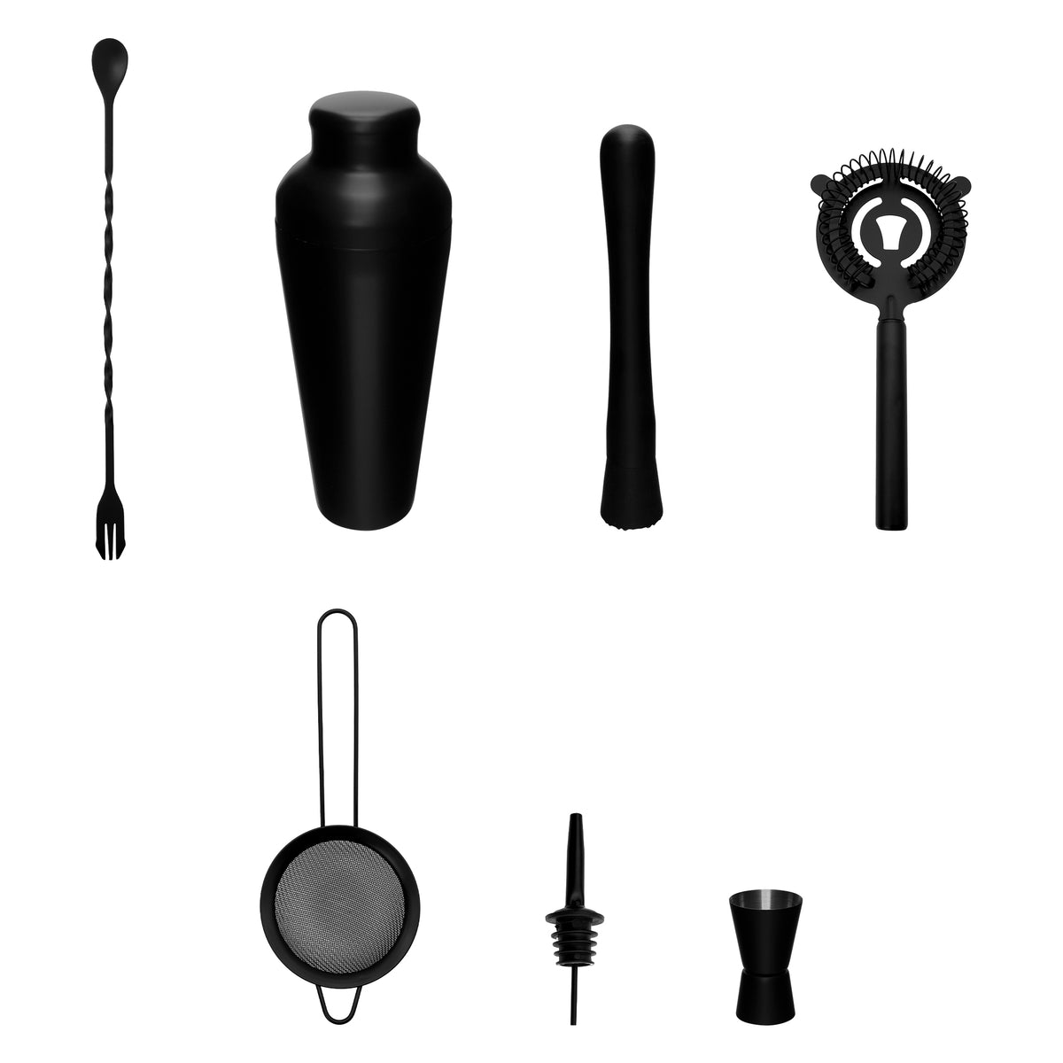 BAR BUTLER COCKTAIL BAR SHAKER ST STEEL MATTE BLACK 8PCS SET