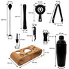 BAR BUTLER MATTE BLACK COCKTAIL BAR TOOLS ON A BAMBOO CADDY 12PCS SET