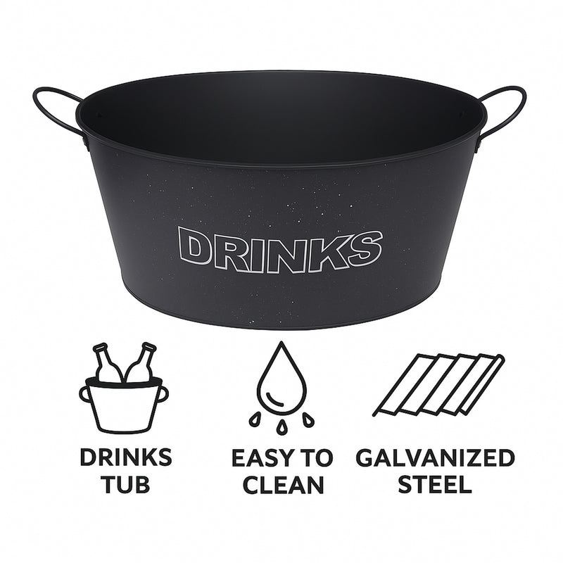 BAR BUTLER OVAL WINE TUB WITH HANDLES GREY MOTTLED WHITE, 13L