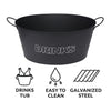 BAR BUTLER OVAL WINE TUB WITH HANDLES GREY MOTTLED WHITE, 13L