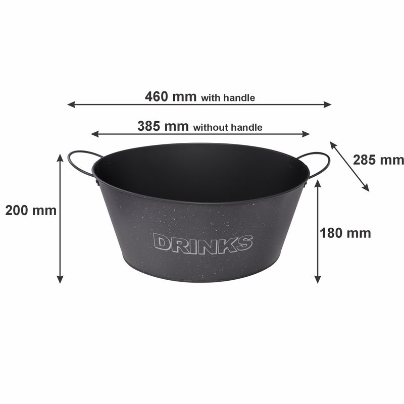 BAR BUTLER OVAL WINE TUB WITH HANDLES GREY AND MOTTLED WHITE, 13LT (385X285X180MM)