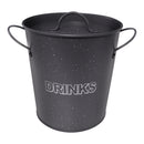 BAR BUTLER ICE BUCKET WITH HANDLES, PLASTIC LINER & LID GREY & MOTTLED WHITE, 3LT (195MM DIAX230MM)