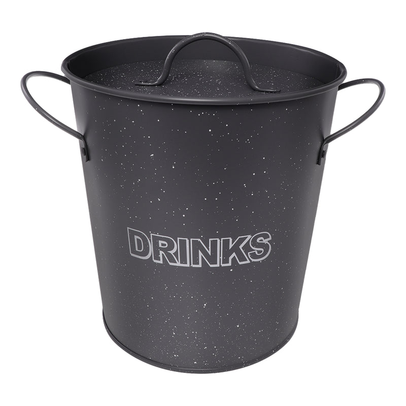 BAR BUTLER ICE BUCKET WITH HANDLES, PLASTIC LINER & LID GREY & MOTTLED WHITE, 3LT (195MM DIAX230MM)