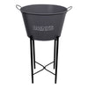 BAR BUTLER WINE BUCKET WITH HANDLES GREY MOTTLED WHITE ON A BLACK STAND, 18L