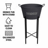 BAR BUTLER WINE BUCKET WITH HANDLES GREY MOTTLED WHITE ON A BLACK STAND, 18L