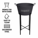 BAR BUTLER WINE BUCKET WITH HANDLES GREY MOTTLED WHITE ON A BLACK STAND, 18L