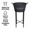 BAR BUTLER WINE BUCKET WITH HANDLES GREY MOTTLED WHITE ON A BLACK STAND, 18L